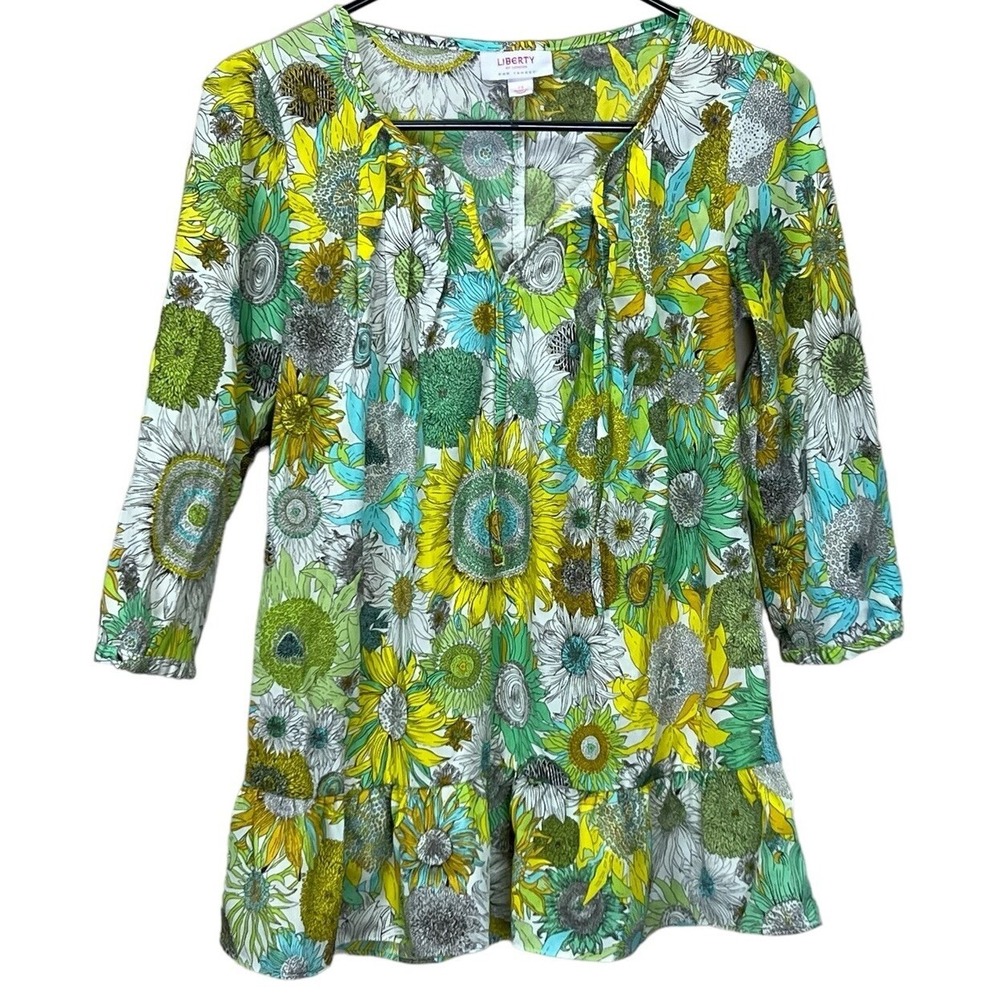 Liberty of London Target Women's Sunflower Peasant Blouse Yellow Green Spring XS